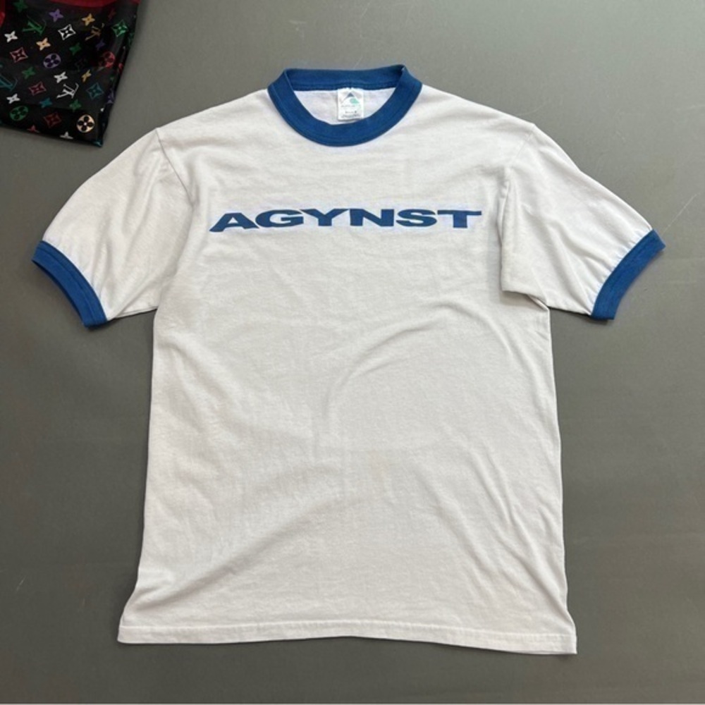 Vintage 90s AGYNST Band Ringer Tee Shirt